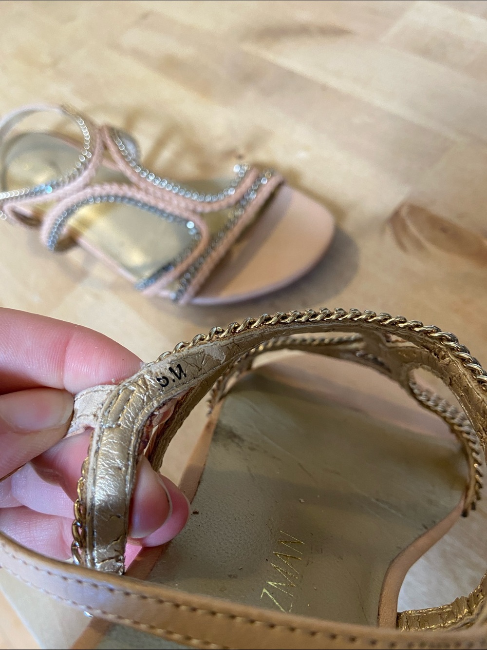 Stuart Weitzman Blush Braided T-Strap Sandals - Picture 8 of 8